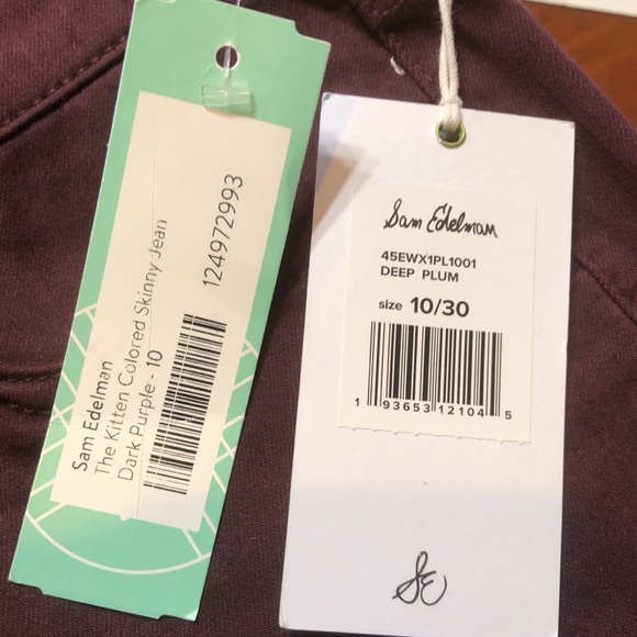Sam Edelman Denim Jeans Deep Plum Mid Rise Skinny 28” Inseam - Picture 7 of 7